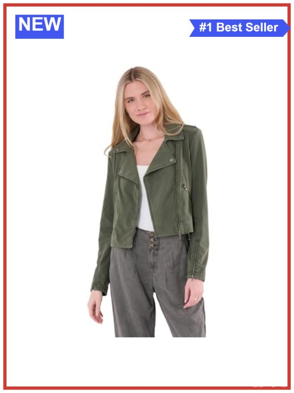 Cotton Knit Moto Jacket Lightweight Zip-Up Stretch Travel Casual
